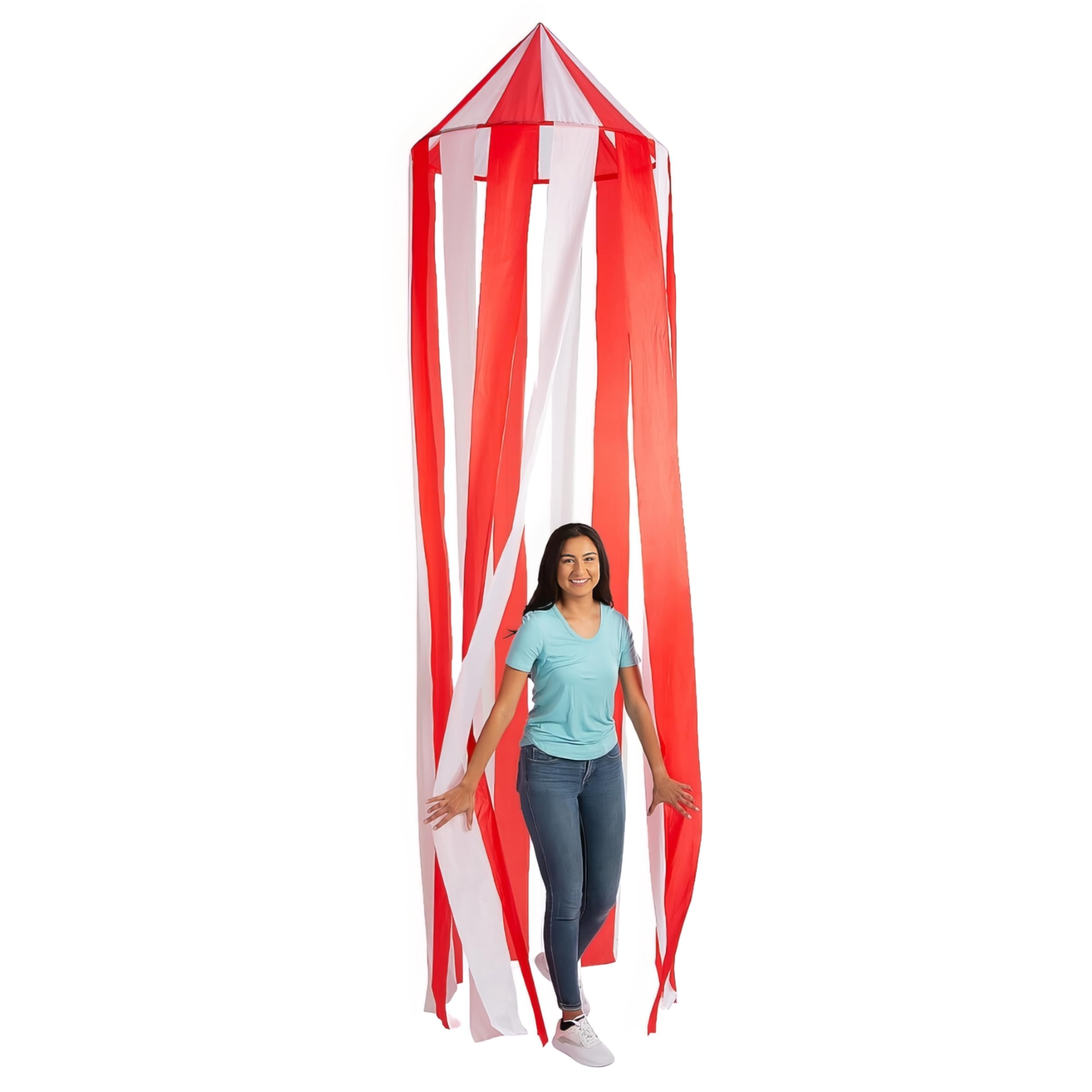 Fun Express Carnival Tent Hanging Decoration or Reading Nook - 7 feet x 6 feet - Party and Home Decor - Red, White