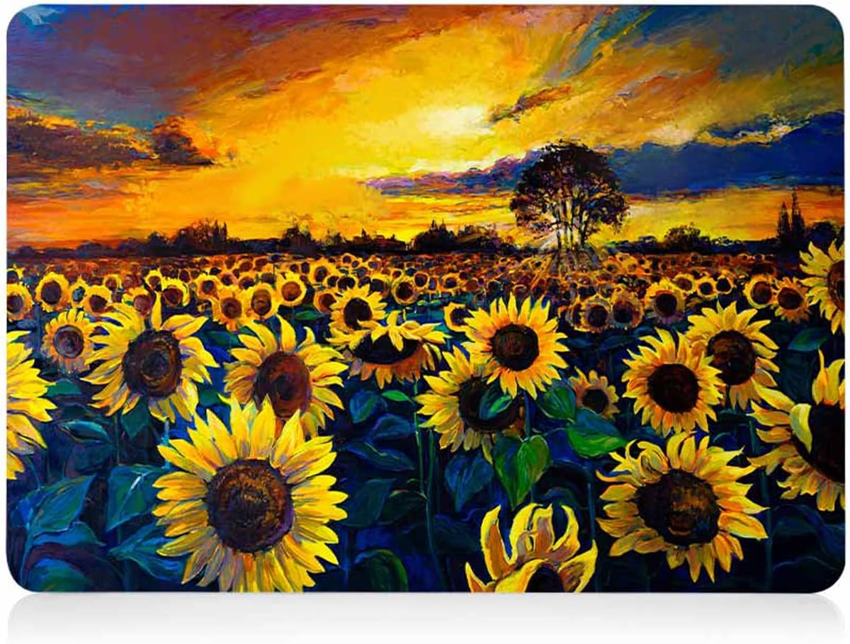 Hard Cover Compatible with New MacBook Air 13 inch with Retina Display & Touch ID 2020 2019 2018 Release Model A1932 A2179 A2337 M1, Plastic Laptop Hard Shell Case & Keyboard Cover, Sunflower