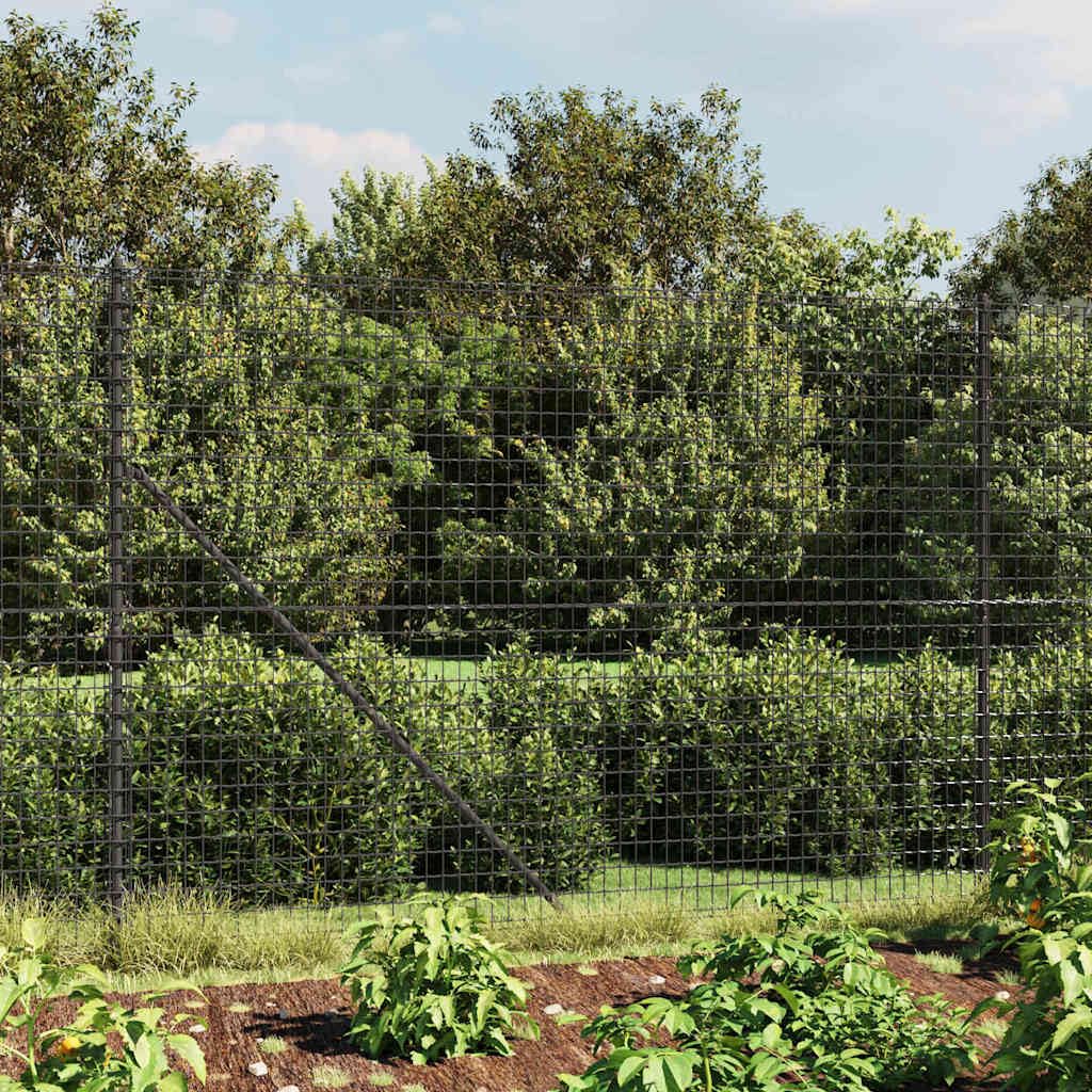 Recinzione metallica antracite, 2,2 x 10 m, zincata e rivestita in PVC, griglia metallica in acciaio con flangia, robusta, durevole, per giardino, pascolo, cani, campeggio