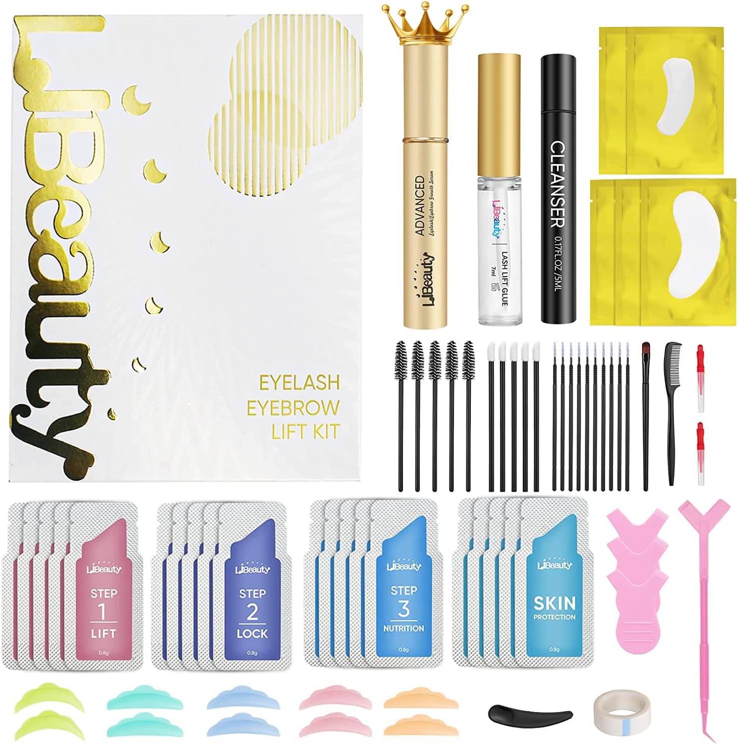 Libeauty Eyelash lift kit Brow Lamination Kit with Lash Growth Serum New Eyebrow Perm Kit Can Last 6-8 Weeks Home & Salon Use Black