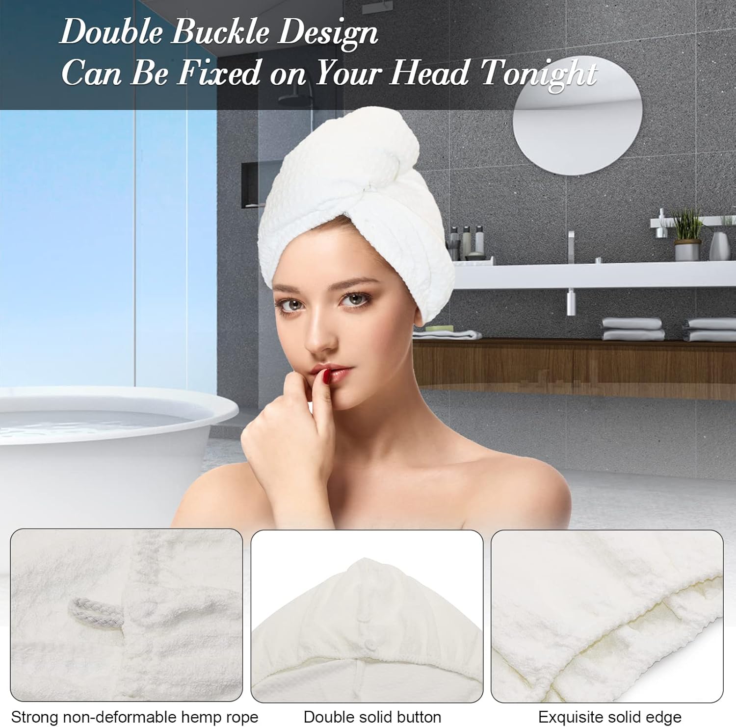 BekaTech Microfiber Hair Towel Wrap & Hair Scrunchie Set of 2, Waffle Rapid Drying Hair Turban with Button Design for Women Wet Curly Hair, Long, Thick Hair, Anti Frizz, Large (Yellow) : Beauty & Personal Care