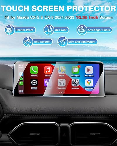 Miniatura 2 de Karltys Paquete de 2 protectores de pantalla para sin reflejos y huellas dactilares Protector de pantalla de vidrio templado 2021 2025 Mazda
