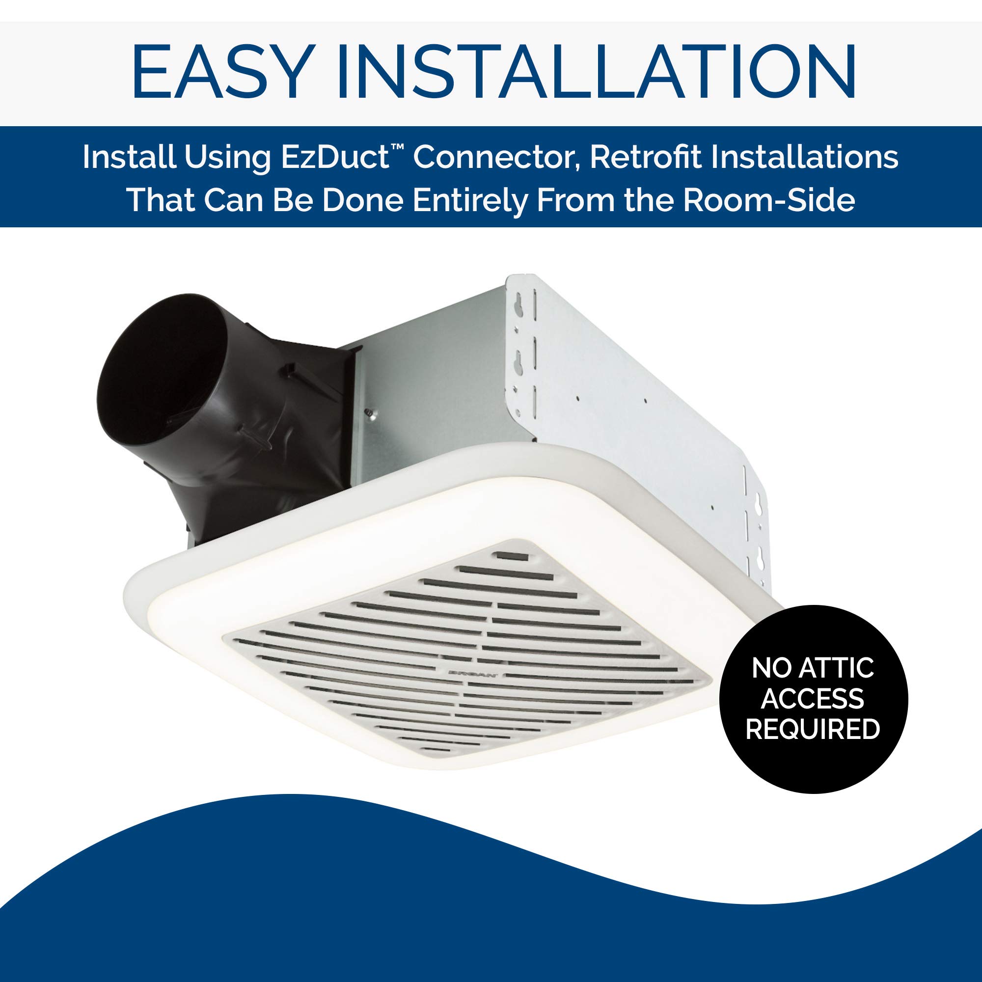 Broan-Nutone 791LEDM InVent Series Single-Speed Fan with LED Light, Ceiling Room-Side Installation Bathroom Exhaust Fan, ENERGY STAR Certified, 1.5 Sones, , White , 110 CFM 1.5 Sones