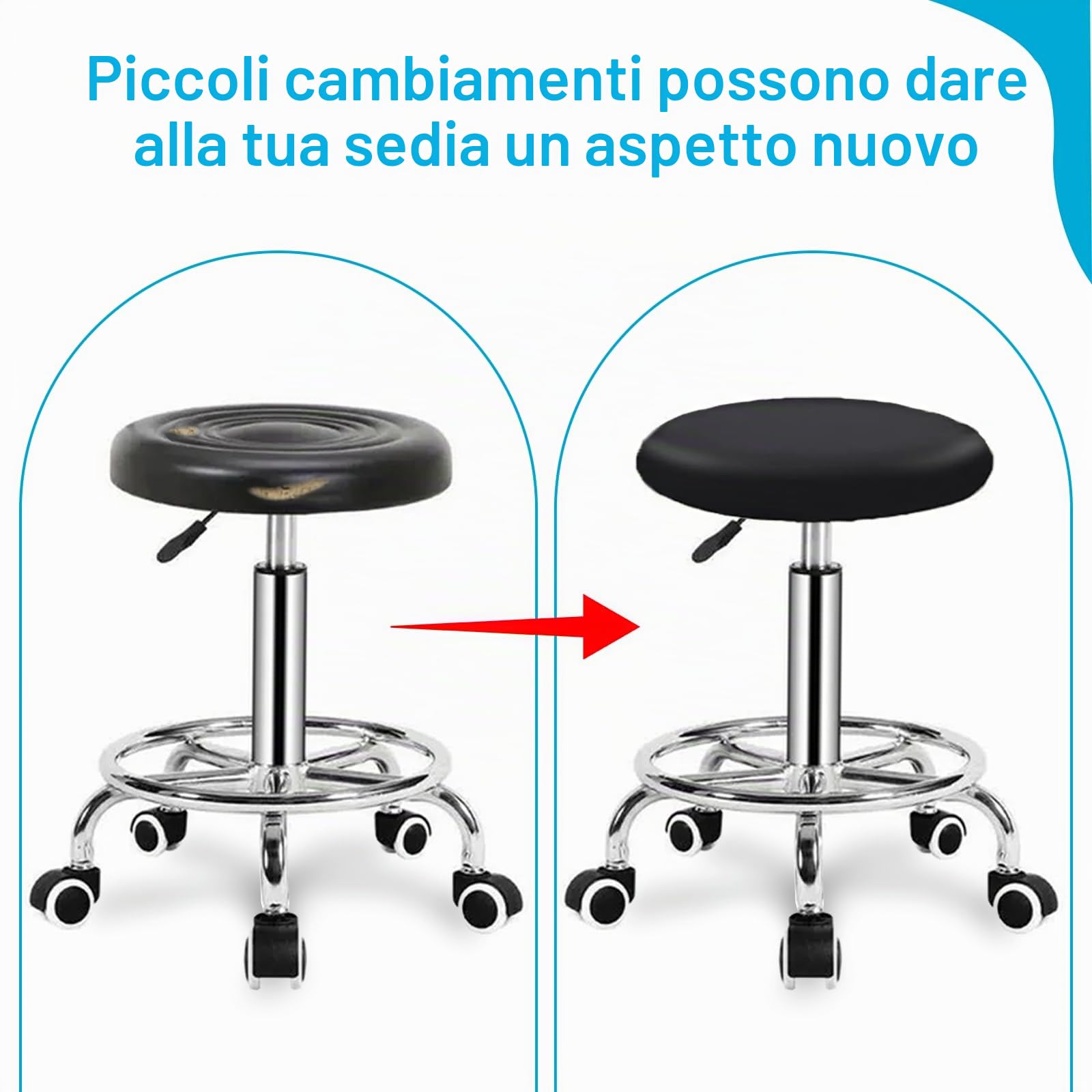 FAELNK Copri Sgabello Rotondo 4 PCS Coprisgabello Coprisedia Elasticizzati Lavabile Ingualcibile Copri Pouf Rotondo per Sgabelli Rotondi di 35-45 cm di Diametro