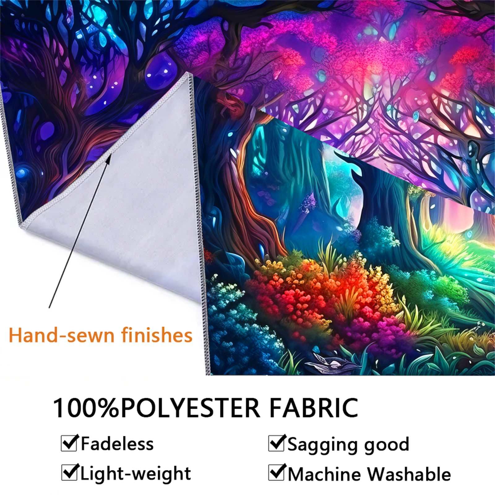 Arsey Large Wall Tapestry Hanging Forest Plants Trippy UV-Reactive Blacklight Tapestries Aesthetic Decor Living Room Bedroom Party Decoration Backdrop - Image 3