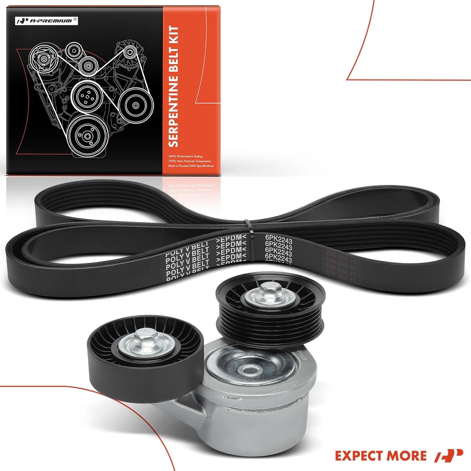 A-Premium Engine Serpentine Belt Drive Kit with Tensioner Compatible with Jeep KJ Series Liberty 2009-2012 3.7L & Dodge Nitro 2010-2011 3.7L