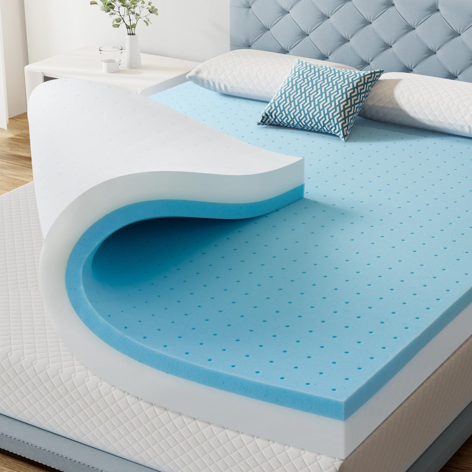 Maxzzz Full Mattress Topper, 4 inch Cooling Mattress Topper, Memory