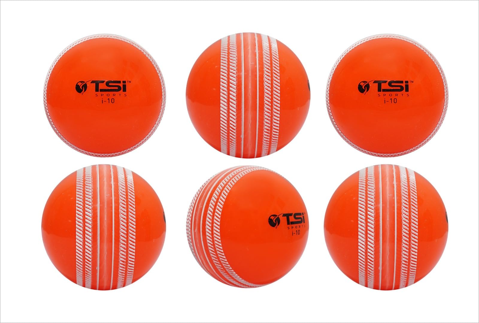 TSI Sports Synthetic Rubber i10 Practice Cricket Ball/Wind Balls (125-130 GMS) for - Indoor & Outdoor Street & Beach Cricket Orange Pack of 6-picture-14