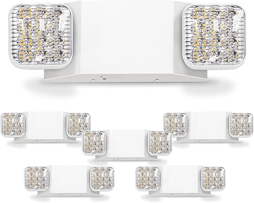 Luces LED de emergencia, luces de emergencia comerciales ajustables de dos cabezales para negocios, cortes de energía, con batería de respaldo (90