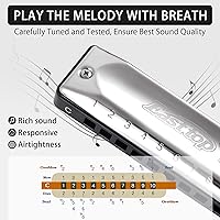 Vista 4 de EAST TOP Armónica, armónica diatónica clave de C para adultos y estudiantes con bordes redondeados suaves (T002-C)