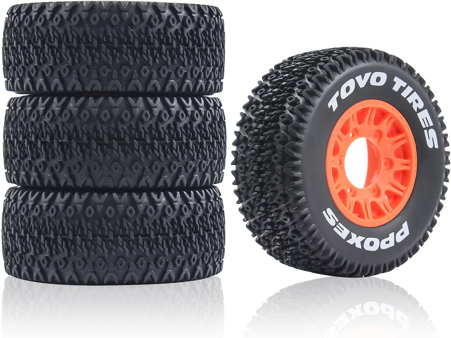 110mm 1/10 RC Short Course Truck Wheels and Tires 12mm Hex 4PCS RC Off Road Tyres for 1/10 RC Off-Road Car Traxxas TRX4 Slash Arrma Losi Tenacity Redcat Hpi HSP RC Buggy Car and refit W29 (orange)