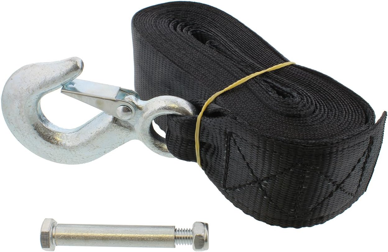 ABN Tow Trailer Tie Down Strap Rope w/Hook & Winch Mounting Bolt