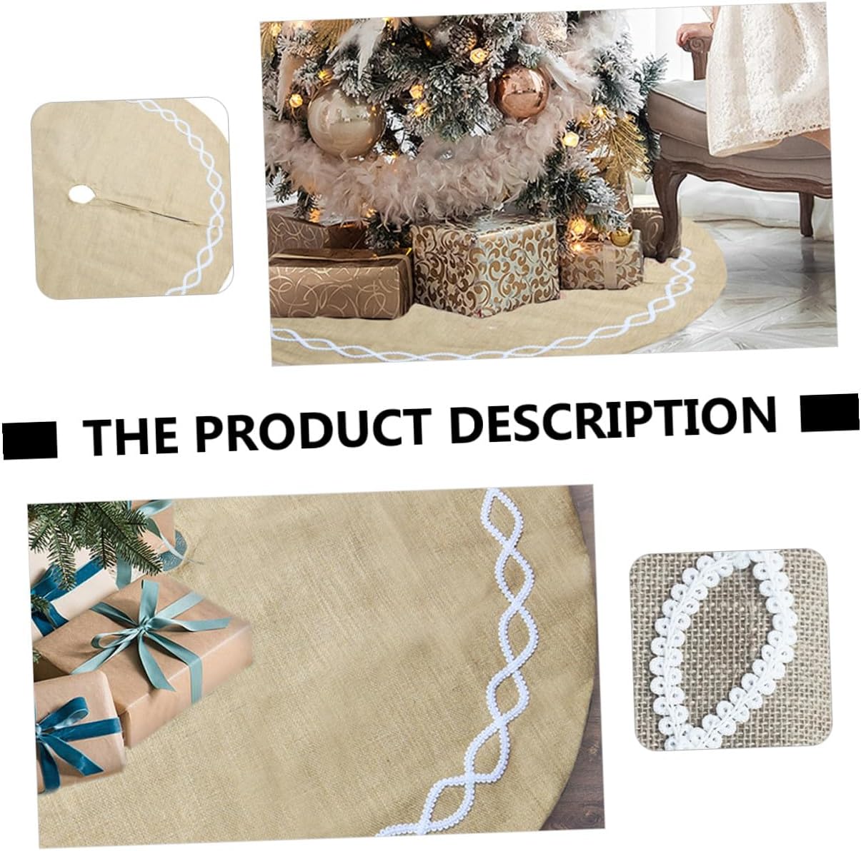Christmas Tree Skirt Linen Bottom Skirt Xmas Tree Mat Festival Decoration Seasonal Home Decor