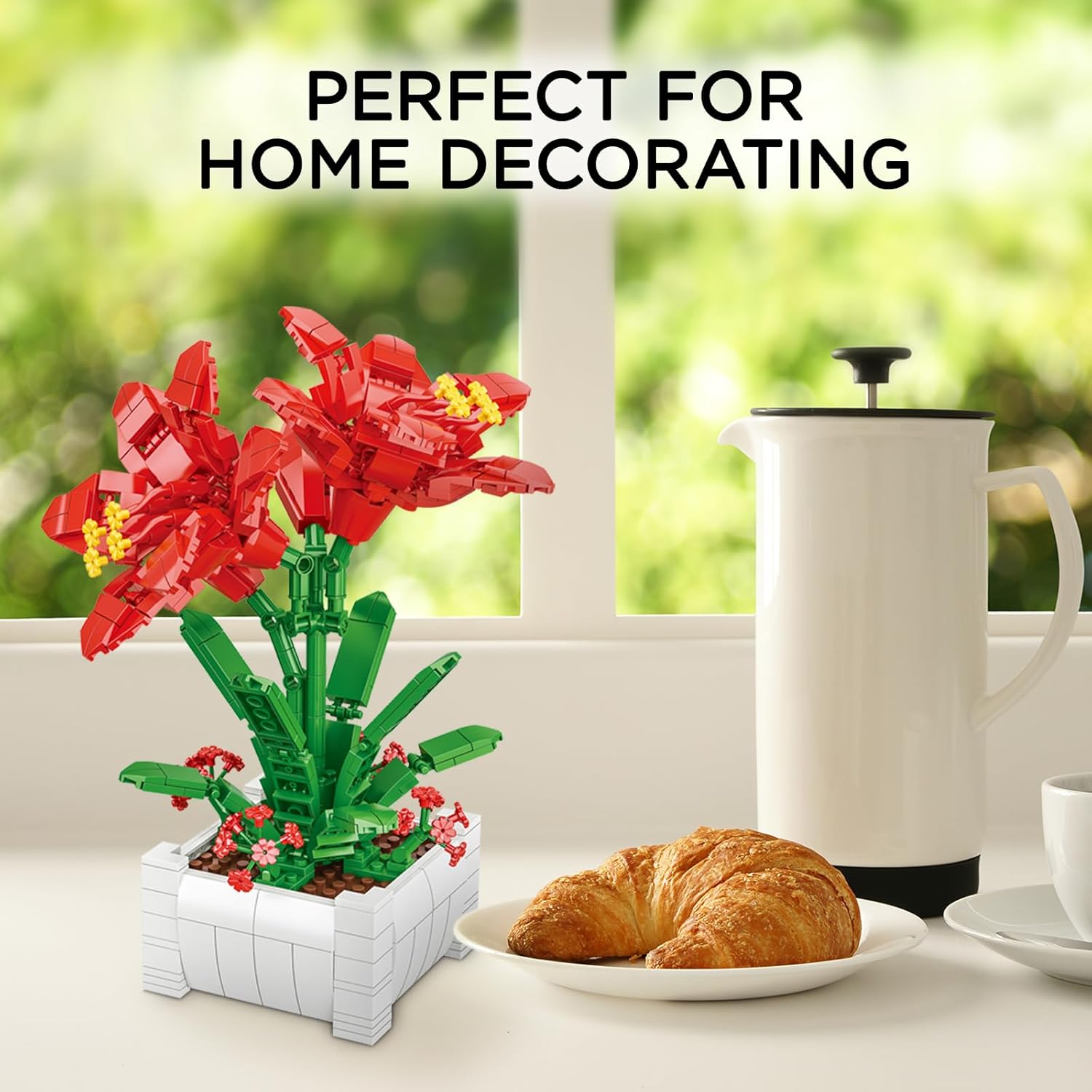 Elstey Barbados Lily Building Kit, DIY Artificial Flower Kit, Gift for Women, Home and Office Decorations, Valentines Day, Birthday, Mother's Day