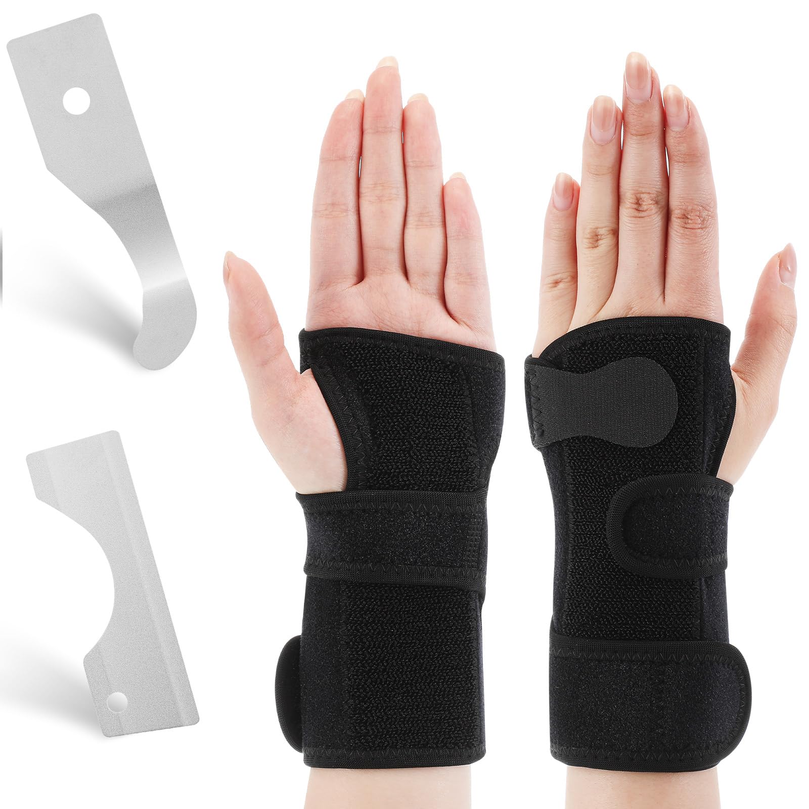 Shappy Bowling Wrist Support Brace with Thumb Spica Splint Left Hand Breathable Wrist Gloves Splint with Removable Aluminum Plate for Women Tendonitis Arthritis Sprains (Black)