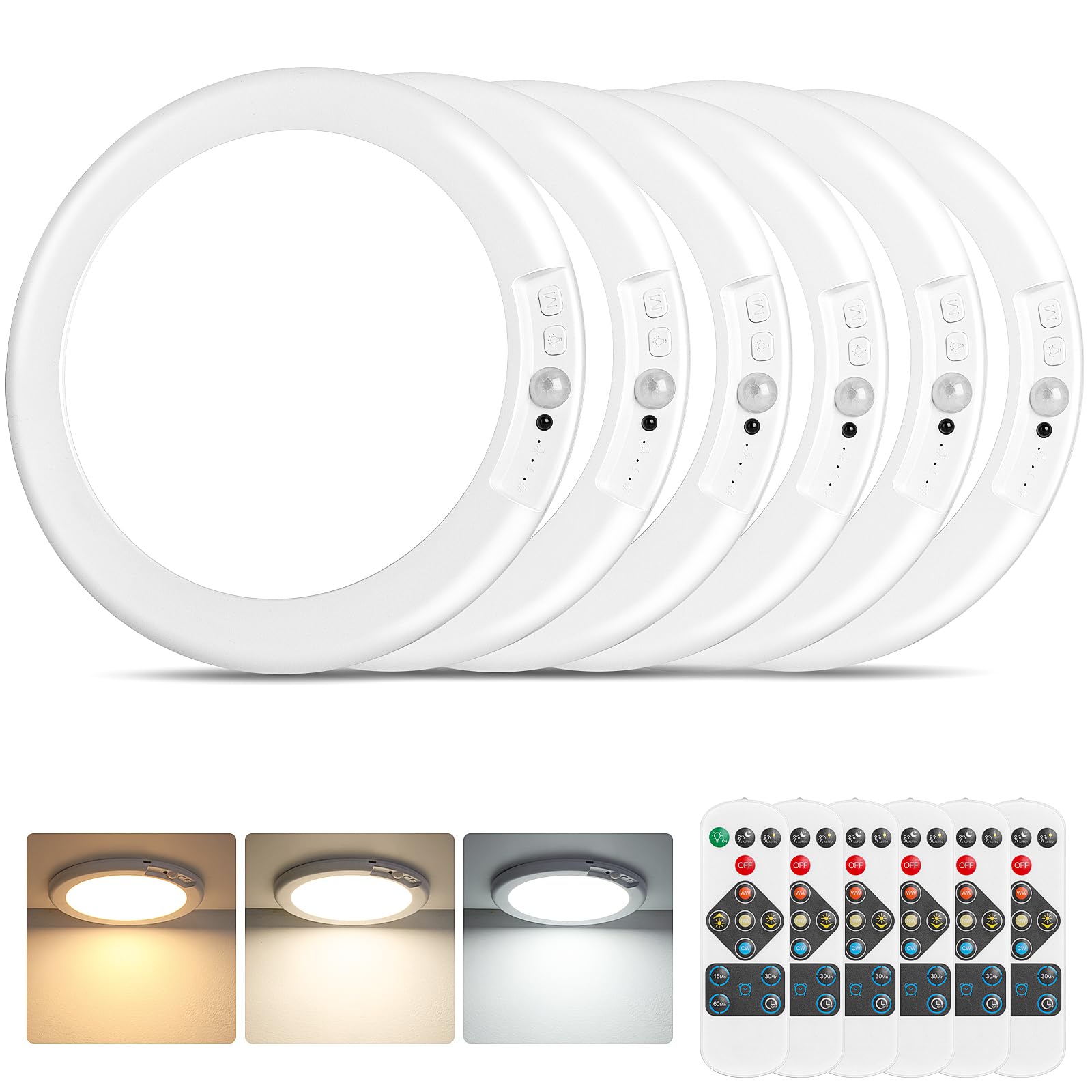 Rechargeable Motion Sensor Ceiling Light, Battery Operated Closet Light