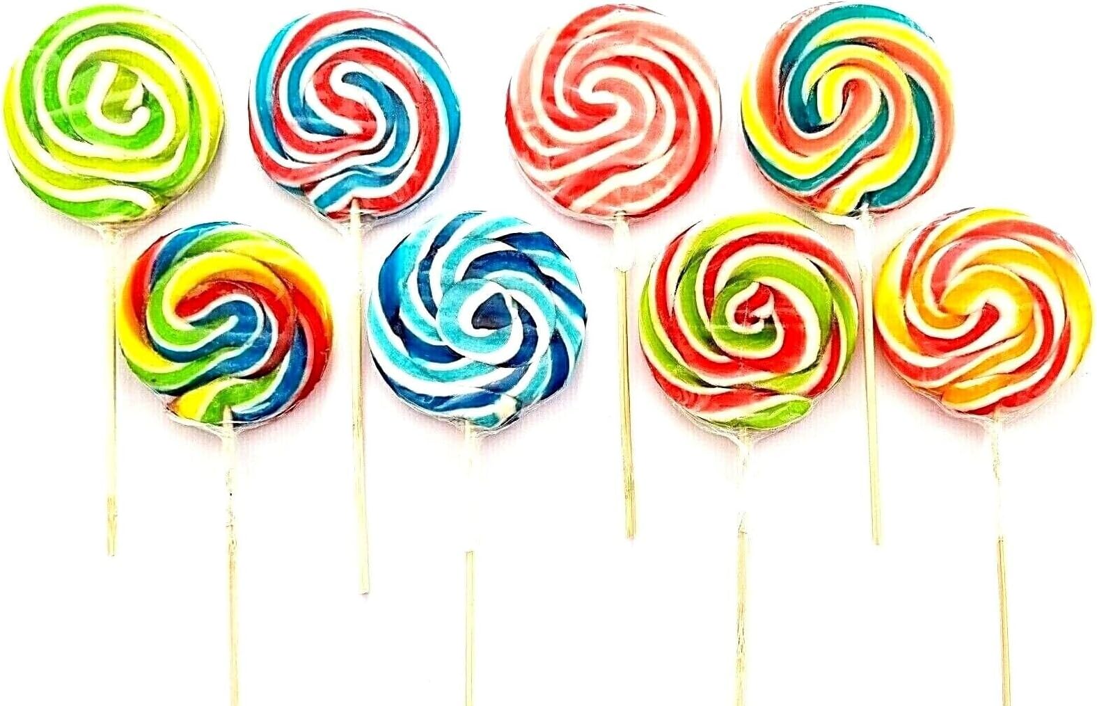 15 x LOLLIPOPS RAINBOW LOLLIES 30g CAKE TOPPERS KIDS PARTY BAGS HALAL VEGAN