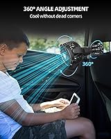 Vista 5 de Ventilador de cochecito, recargable con puerto tipo C, 4000 mAh, giratorio de 360°, trípode flexible de 3 velocidades, clip en cualquier lugar