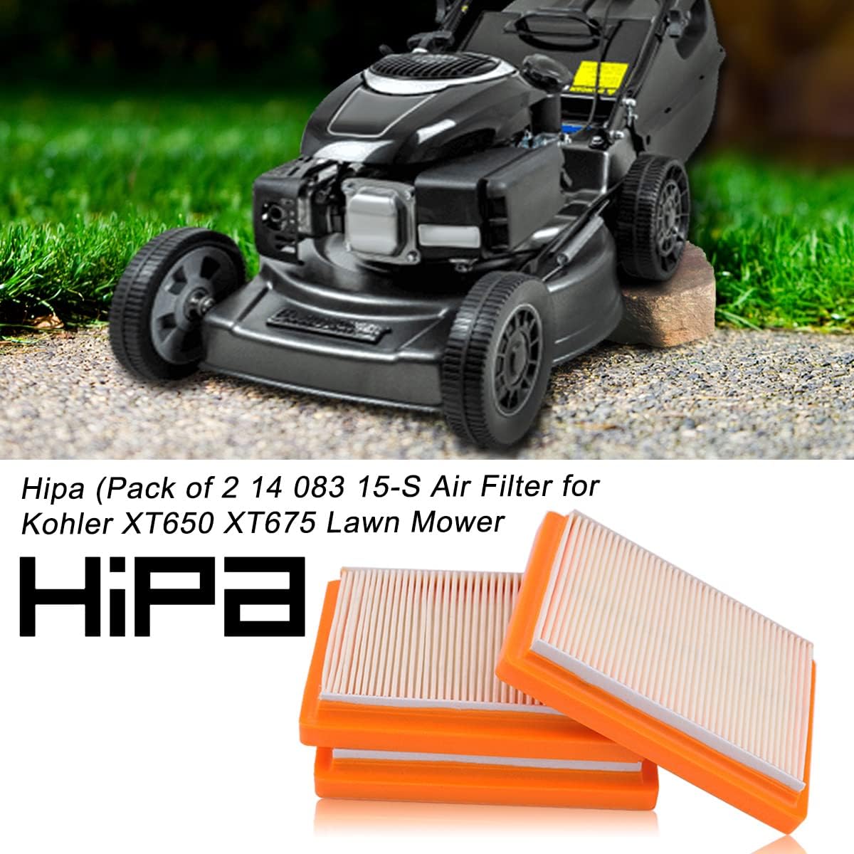 HIPA (Pack of 2) 14 083 15-S Air Filter for Kohler XT650 XT675 Lawn Mower