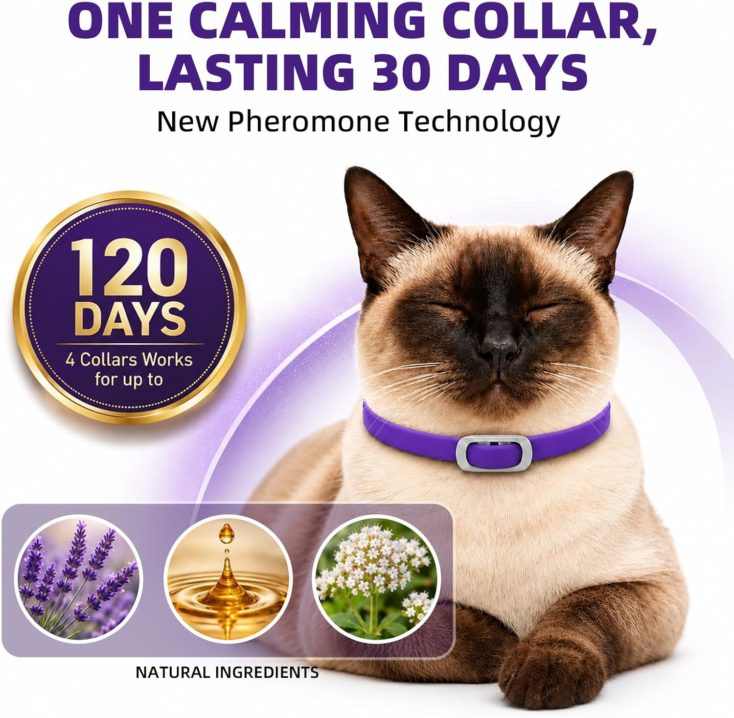 4 Pack Calming Collar for Cats, Natural Pheromone Cat Calming Collar Cat Anxiety Relief & Stress, Adjustable Water Resistant Breakaway Calming Collars for Separation Stress, Spraying, Meowing
