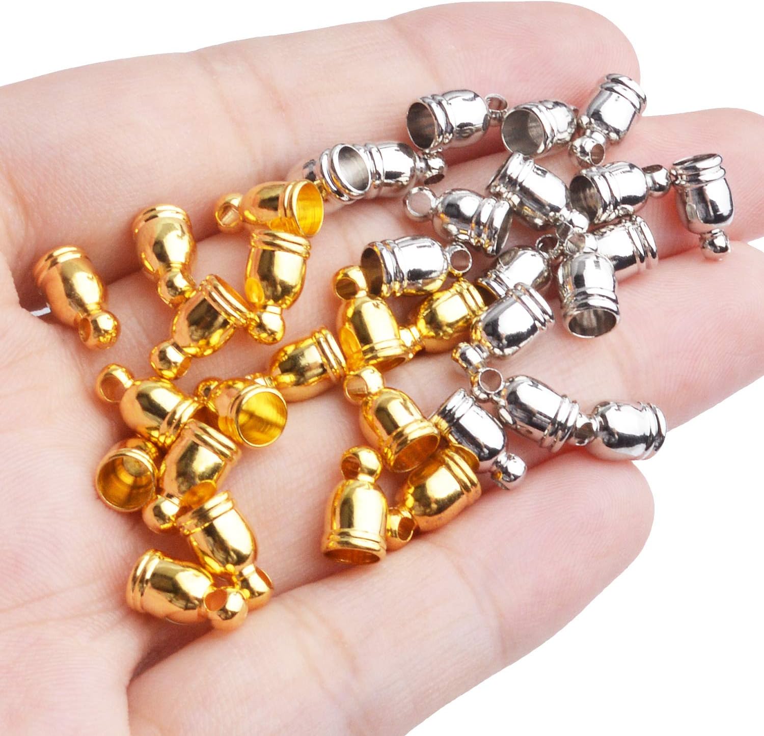 Aylifu 100pcs 9x5mm Glue-In Cord End Barrel Leather Ends for Jewelry & Tassel Making - Bell Shape