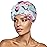 INNELO Luxury Shower Cap for Women Reusable Waterproof, Double Layered Shower Hair Cap with Adjustable Elastic Strap, Large Satin Lined Shower Bath Cap for Long Curly Straight Hair, Green-Flower
