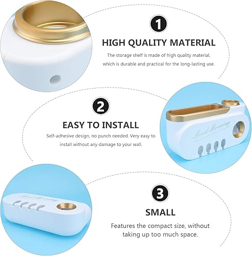 Miniatura 4 de Cabilock Estantes montados en la pared, soportes para cepillos de dientes, estante organizador de baño, estante para pasta de dientes, champú y