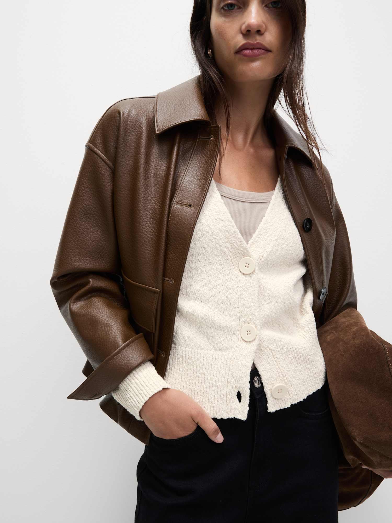 Marks & Spencer Donna Cardigan Testurizzato Scollo a V Comodo Ricco di Cotone – vestibilità Comoda