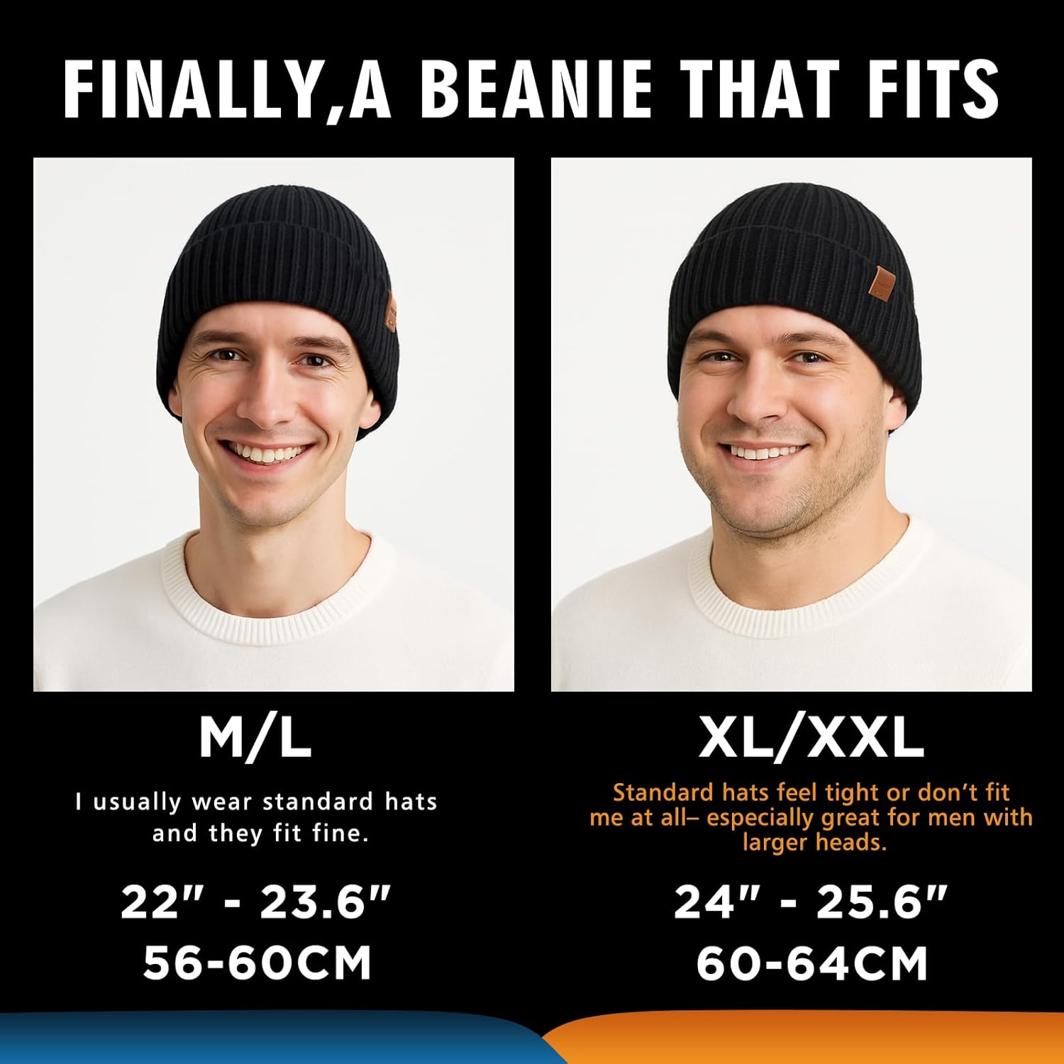 TOP-EX PolarWool™ Oversized 100% Merino Wool Fleece Lining M L XL XXL Beanie Cold Weather Winter Hat Big Head - Image 5