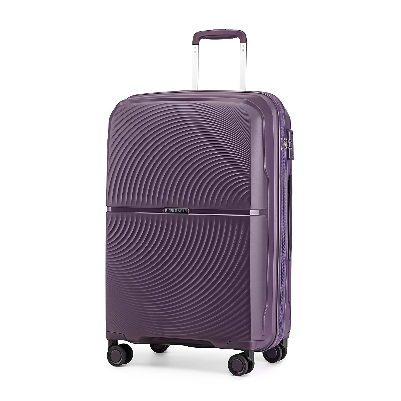 British Traveller Valigia Trolley Polipropilene Valigia Bagaglio a mano Leggero con Ruote, 55cm, Viola
