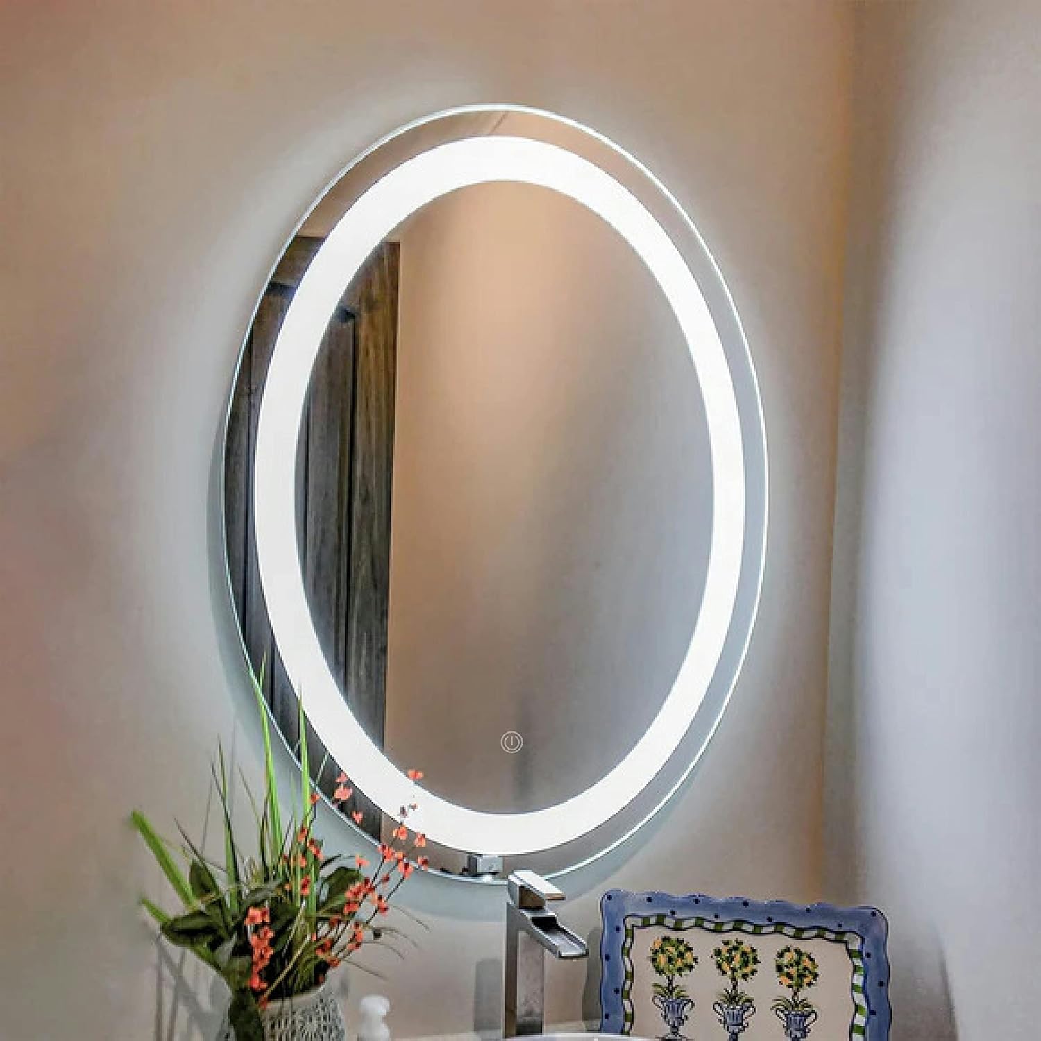 Khushi Decors LED Lighted Vanity Mirror for Wall | Touch Sensor Makeup Mirror with 3 Light Modes | Stylish Bathroom Mirror with Lights for Dressing Table & Wash Basin (18L x 18W inches)-image-30