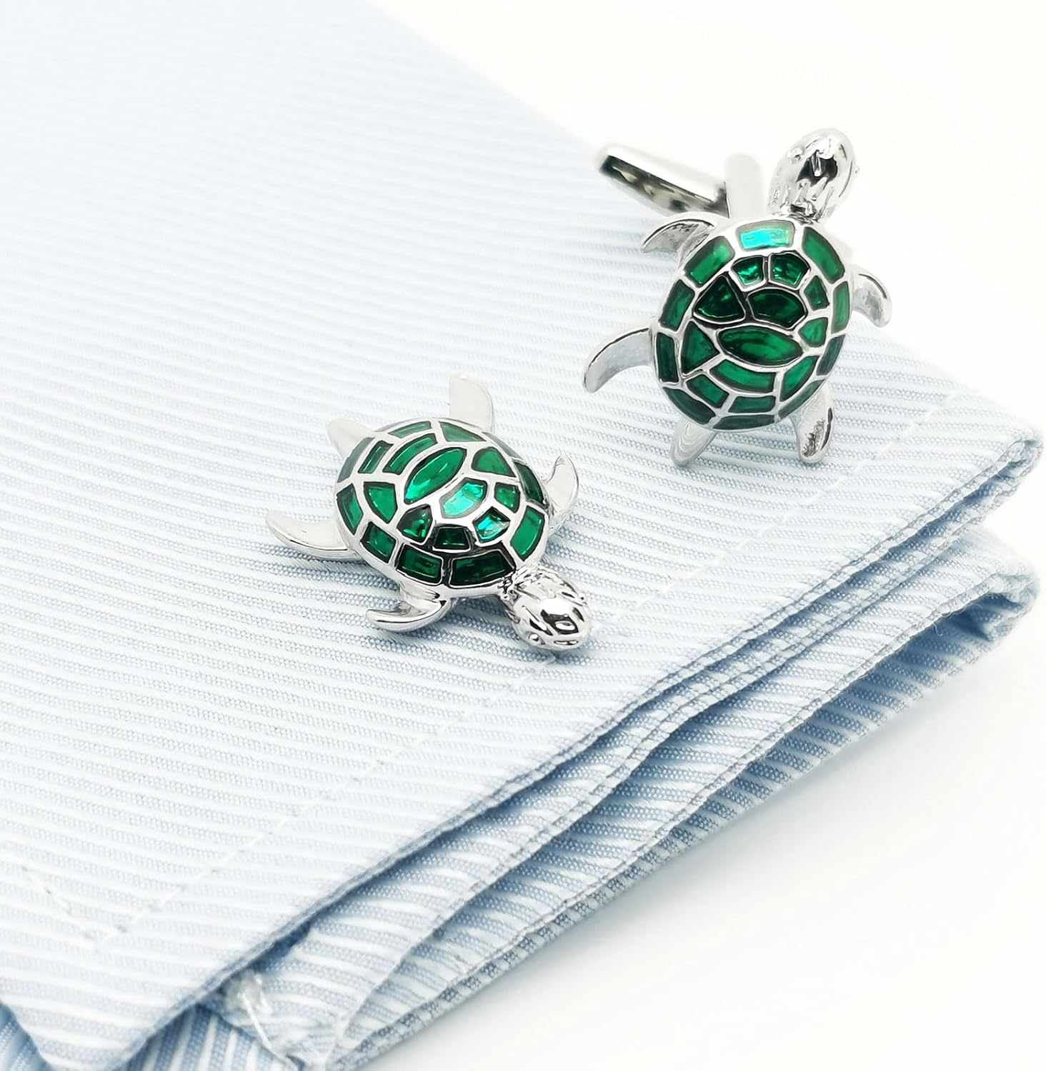 Green Turtle Men's Cufflinks for Wedding French Shirt In Gift Box | Cuff Links for Mens Women Tuxedo Brass Metal Cufflink Jewelry Anniversary Formal or Casual Business Dress, Come with Gift Box