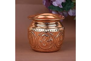 SATVIK Hand Engraved Puja Heavy Kalash - Embossed Kalash Swastik Om Design