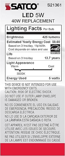 Miniatura 9 de Satco S21361 5ST19/CL/LED/930/E26-Paquete de 6