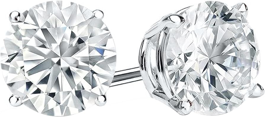 Lab Grown White Diamond 4 Prong Solitaire Unisex Stud Earrings