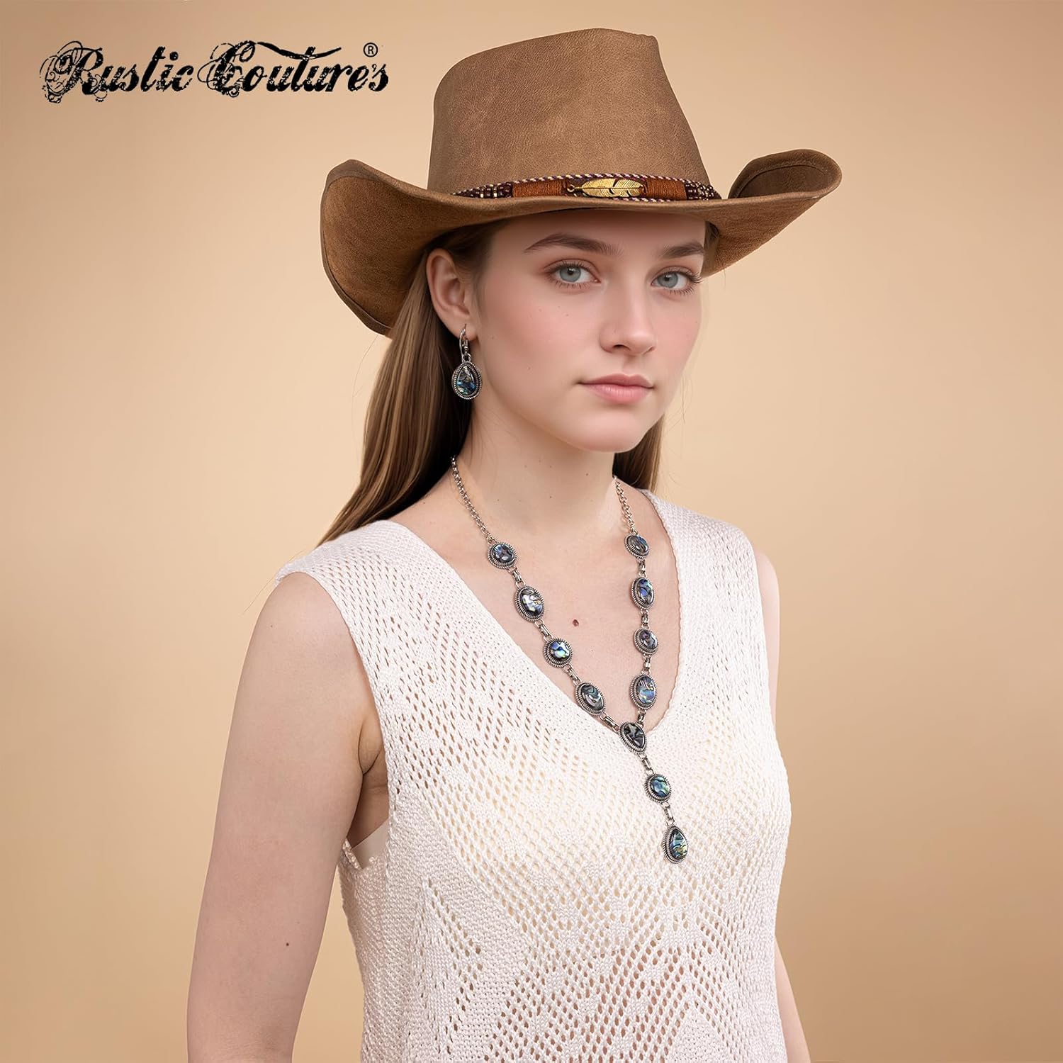 Rustic Couture's Western Necklace Earrings Jewelry Set for Women