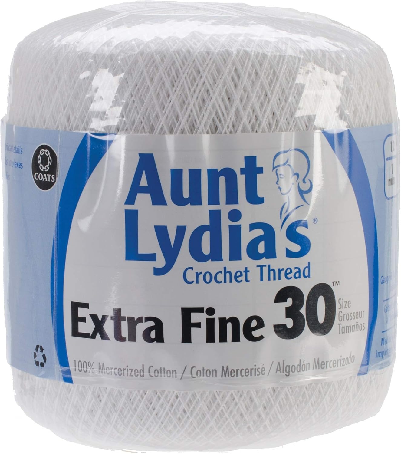 Aunt Lydia's Extra Fine Crochet Thread Size 30-White, Multipack of 12