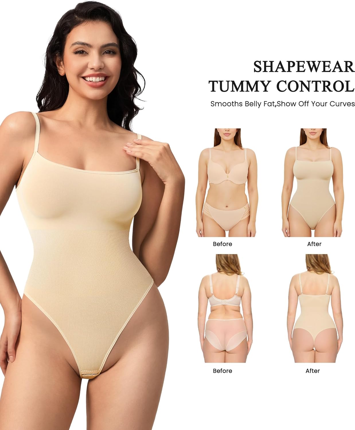 KUMAYES Women's Shapewear Body Shaper for Tummy Control Seamless Waist Trainer Thong Body Suits Tank Top - Image 4