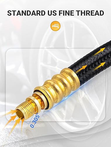 Miniatura 4 de Tubo de extensión de inflado de neumáticos de 12 pulgadas, adaptador de manguera de portabrocas con válvula Presta para compresor de aire de inflado