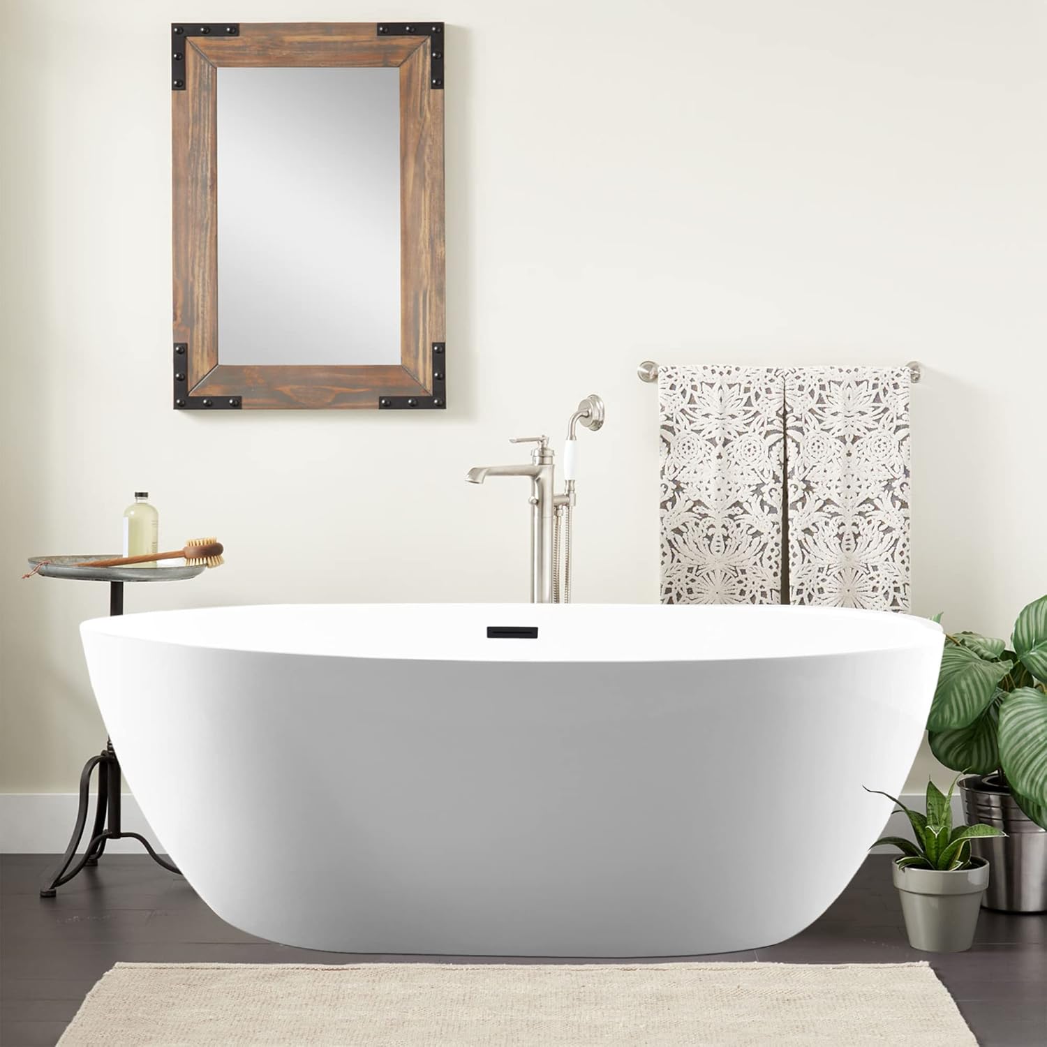 Vanity Art 55" X 32" Freestanding Bathtub | Home Improvement Bathtubs with Contemporary Design for Soaking and Bathing, Overflow and Pop-up Drain with UPC Certified, Acrylic, VA6834-MB-S