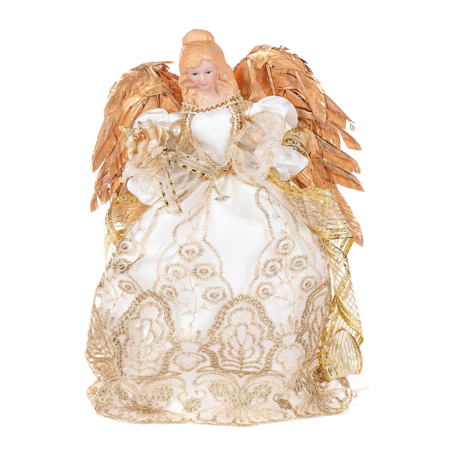 Goodwill Ange en résine et tissu blanc et or (31 cm)
