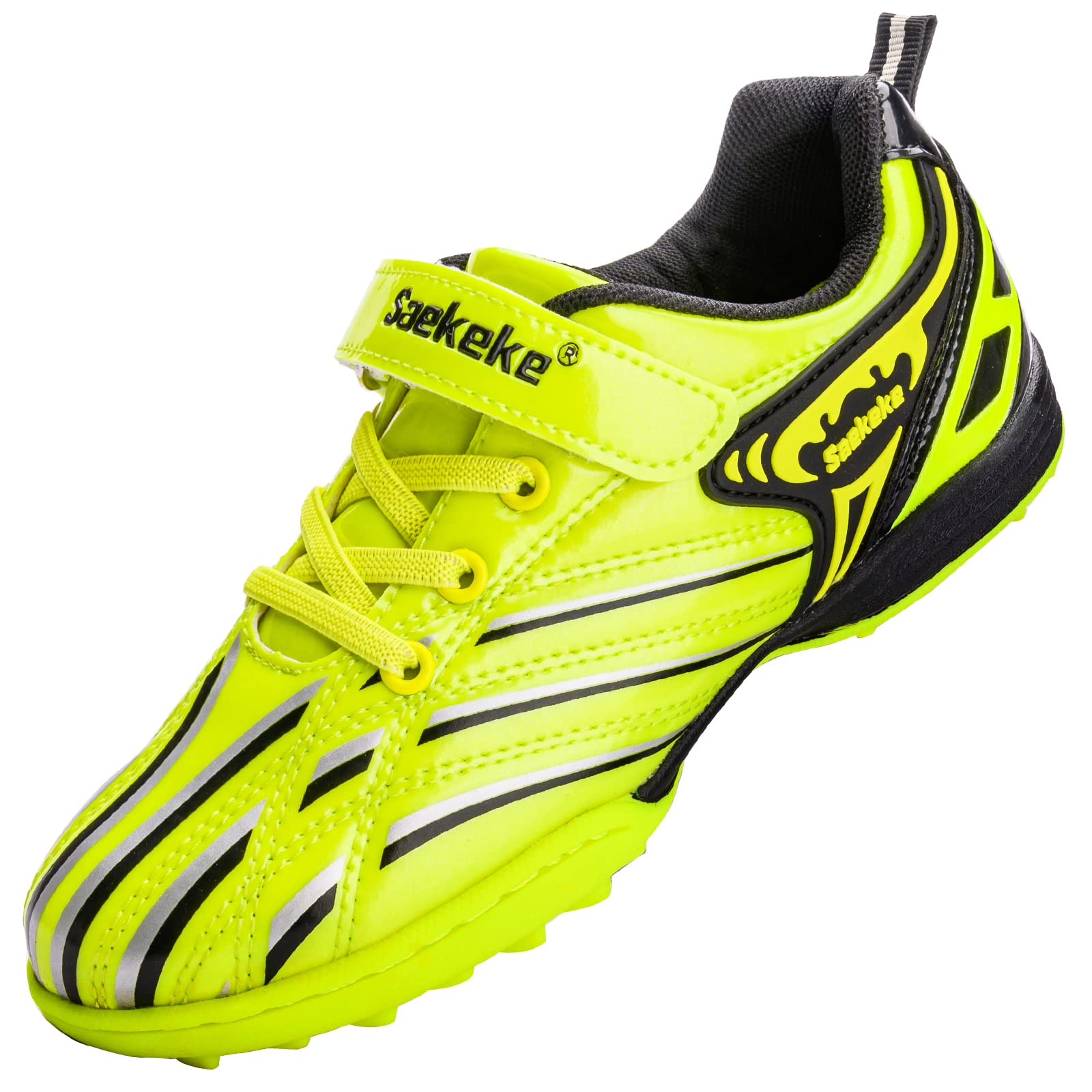 Botas de fútbol TF Niños Niñas para Moqueta Turf, Ligero Antideslizante Velcro Bajo Zapatos de Entrenamiento