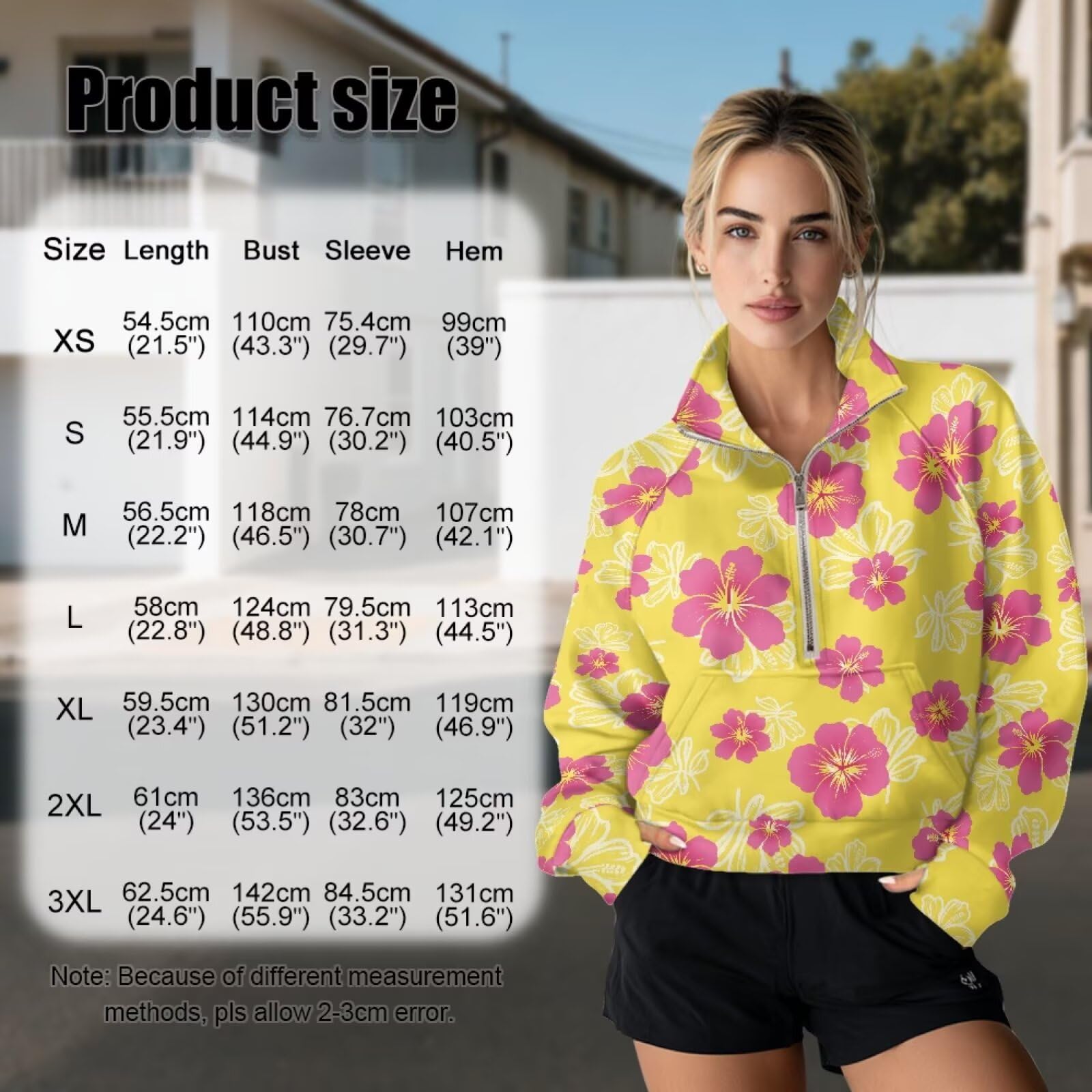 Poceacles Sweter z zamkiem błyskawicznym dla kobiet przycięta bluza z kieszenią na kciuk długi rękaw krótki top do biura