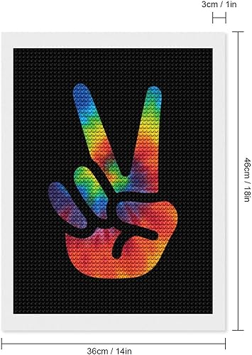 Miniatura 2 de Kit de pintura con diamantes de teñido anudado, letreros de paz, marcos de arte de diamantes, pintura de diamante de taladro completo, decoración de