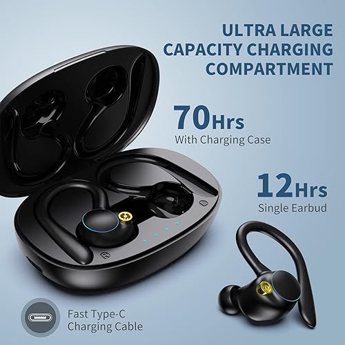 Miniatura 3 de Ear Buds - Auriculares inalámbricos Bluetooth V5.3 con clip, auriculares abiertos, 36 horas de reproducción con estuche de carga, auriculares
