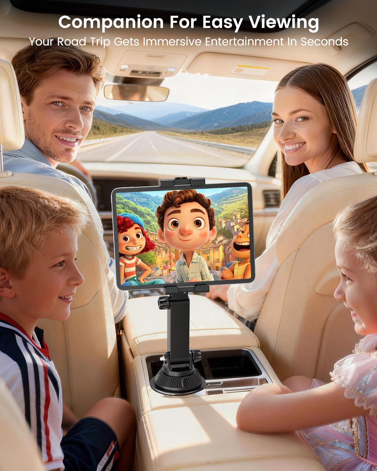 OHLPRO Support de tablette pour voiture, compatible avec iPad de 5 à 17 ", tablettes Samsung, porte-gobelet de voiture avec bras pivotant réglable et flexible, accessoire de voiture pour road trips