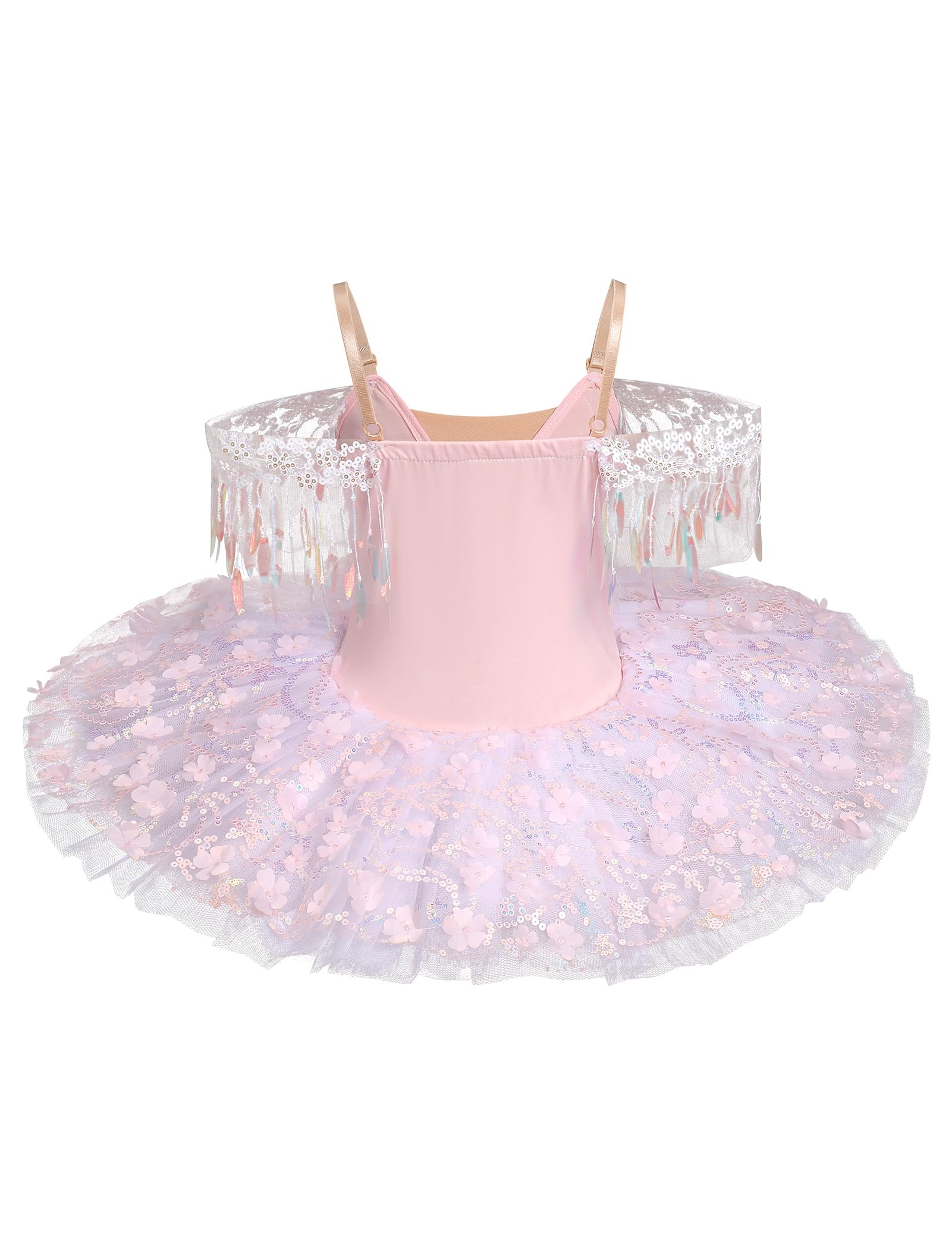 Abbigliamento da balletto per bambine 3-14 anni per danza: Tulle Pailette Abito da balletto con spalline regolabili - Vestito da danza per bambini per pattinaggio artistico