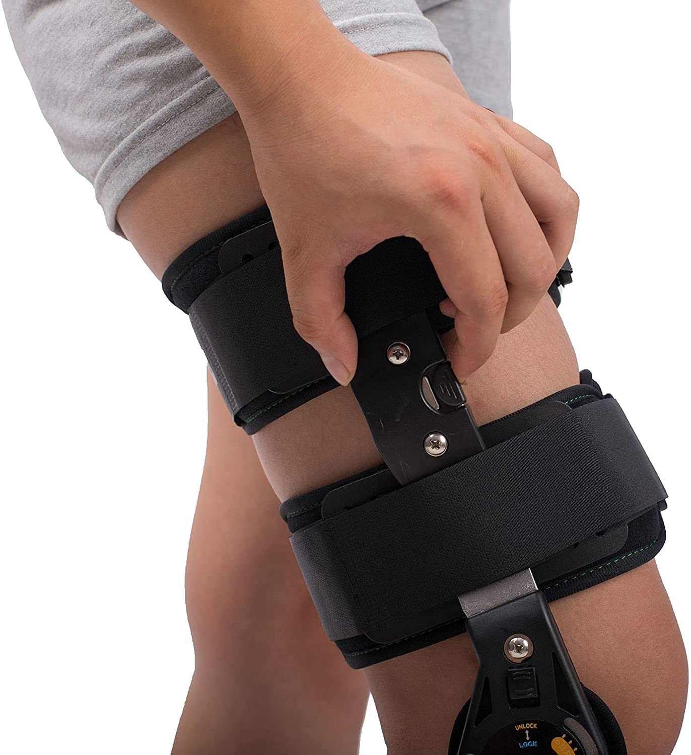 Rodillera ROM con Bisagras con Correa, Inmovilizador De Lesiones De Rótula, Protector De Protección Ortopédica Médica, Estabilizador De Pierna Ajustable, Ortesis De Rodilla, Férula