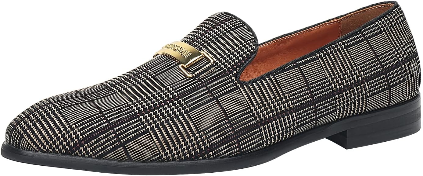 ELANROMAN Men's Dress Loafers Leather Lined Formal Shoes