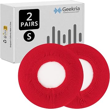 Geekria 2 Pairs Knit Headphones Ear Covers - Product Safety Certified - Washable & Stretchable Sanitary Earcup Protectors for On-Ear Headsets, Sweat Pads for Gym, Meeting Size S/Red